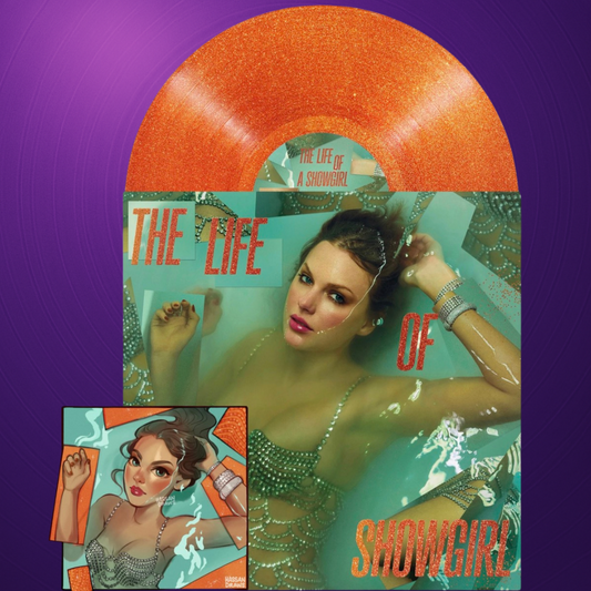 Taylor Swift - The Life Of A Showgirl - Portofino Orange Glitter LP + Exclusive Taylor Sticker by HassanDraws